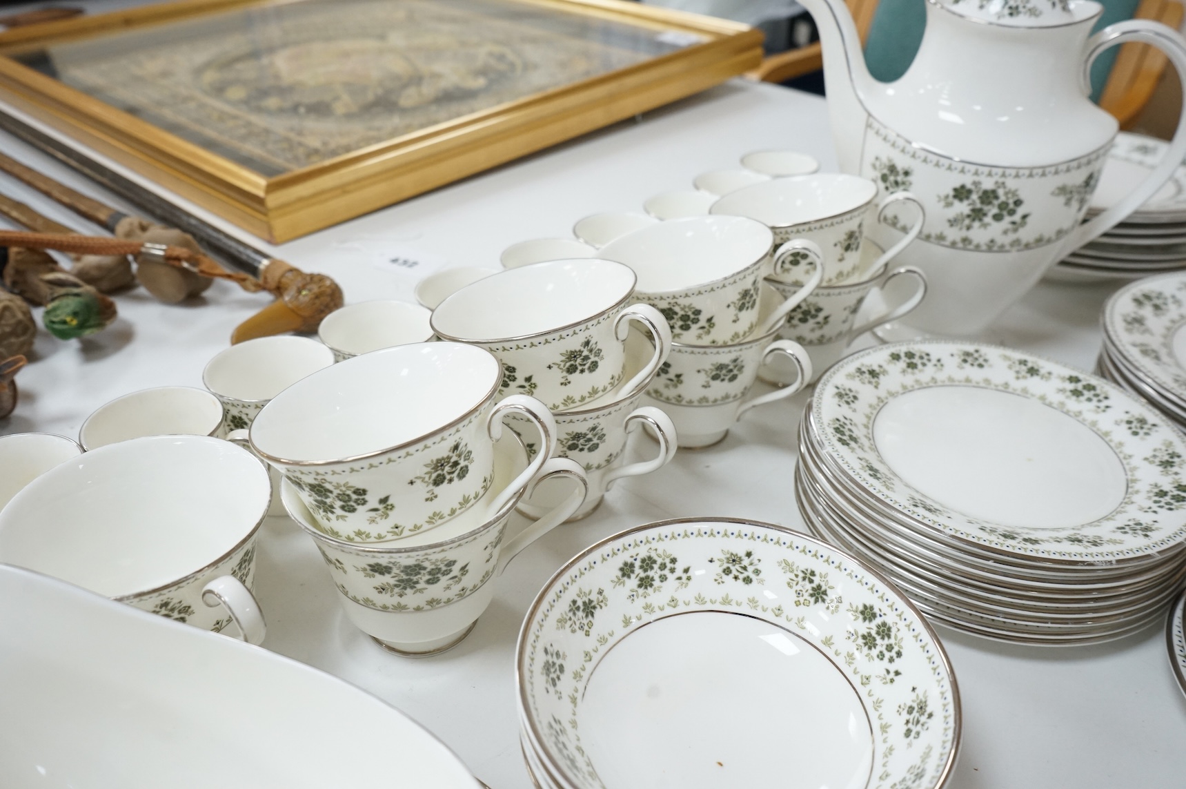 A Royal Doulton Valley Green dinner, tea and coffee service, largest 34cm wide